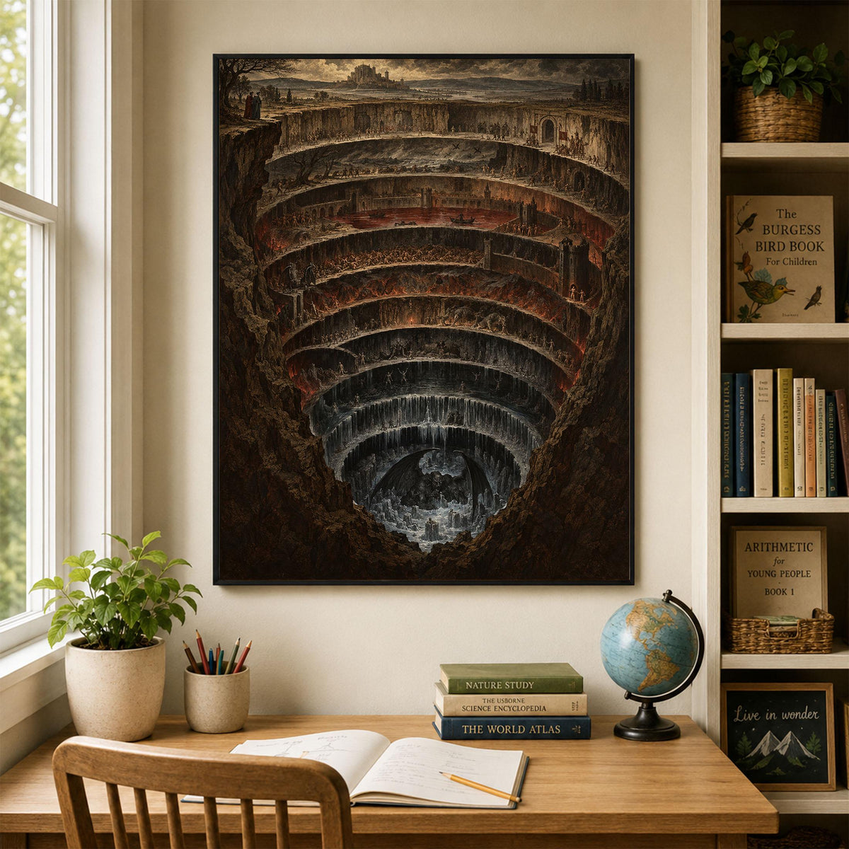 Dante’s Inferno Art Print, Nine Circles of Hell Dark Academia Wall Home Decor