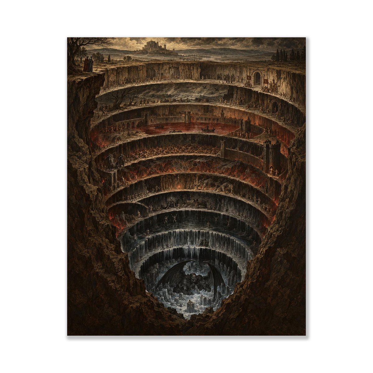 Dante’s Inferno Art Print, Nine Circles of Hell Dark Academia Wall Home Decor