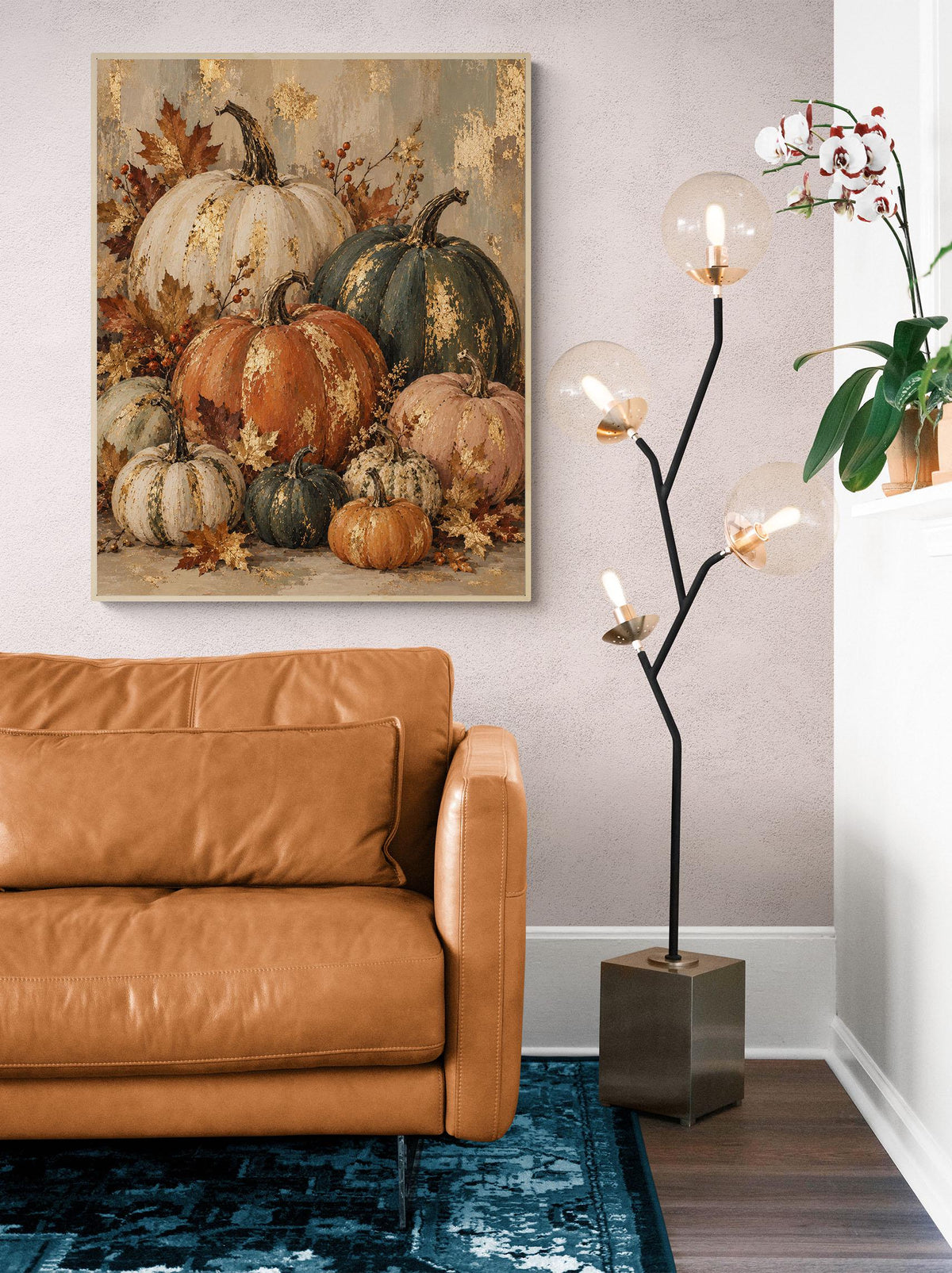 Abstract Pumpkins Art Print | October | Vintage Fall Gold | Autumn Neutral Home Decor