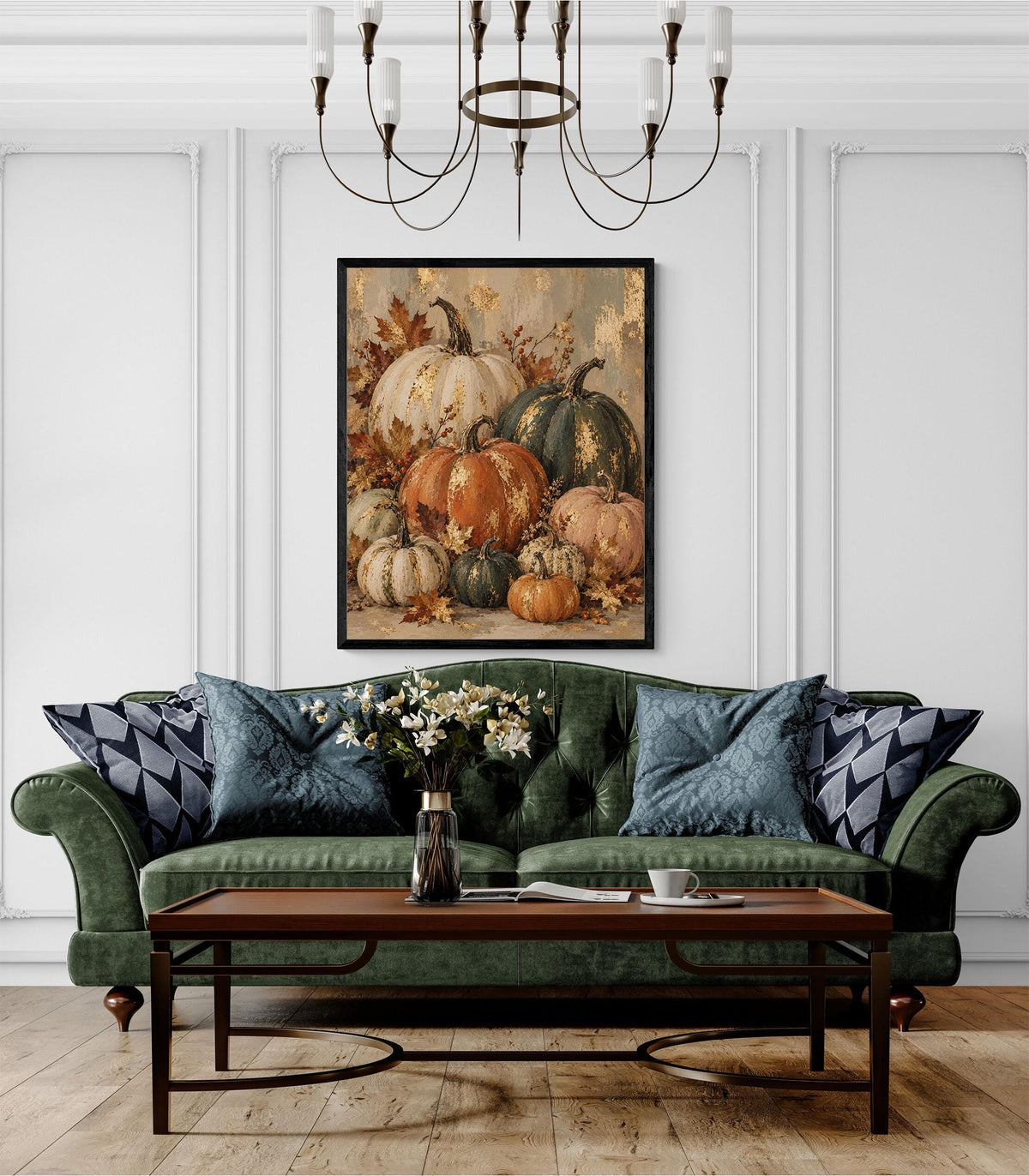 Abstract Pumpkins Art Print | October | Vintage Fall Gold | Autumn Neutral Home Decor