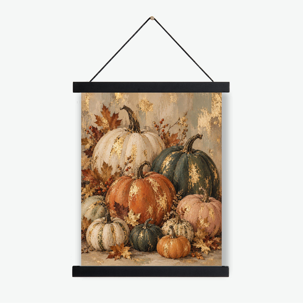 Abstract Pumpkins Art Print | October | Vintage Fall Gold | Autumn Neutral Home Decor