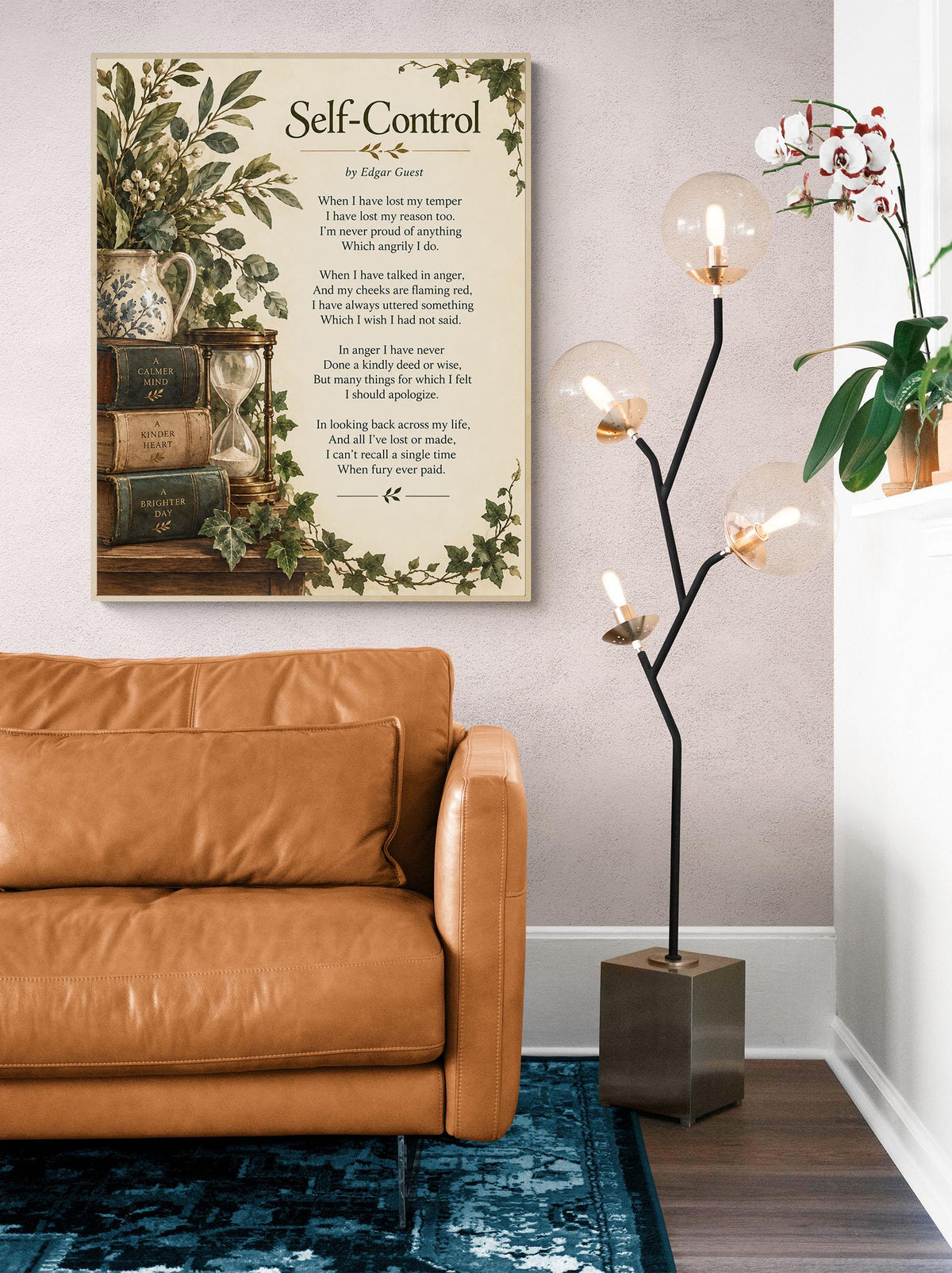 Self Control Wall Art Print | When I Have Lost My Temper | Edgar Guest Poem | Botanical | Literary Book | Inspirational Home Decor