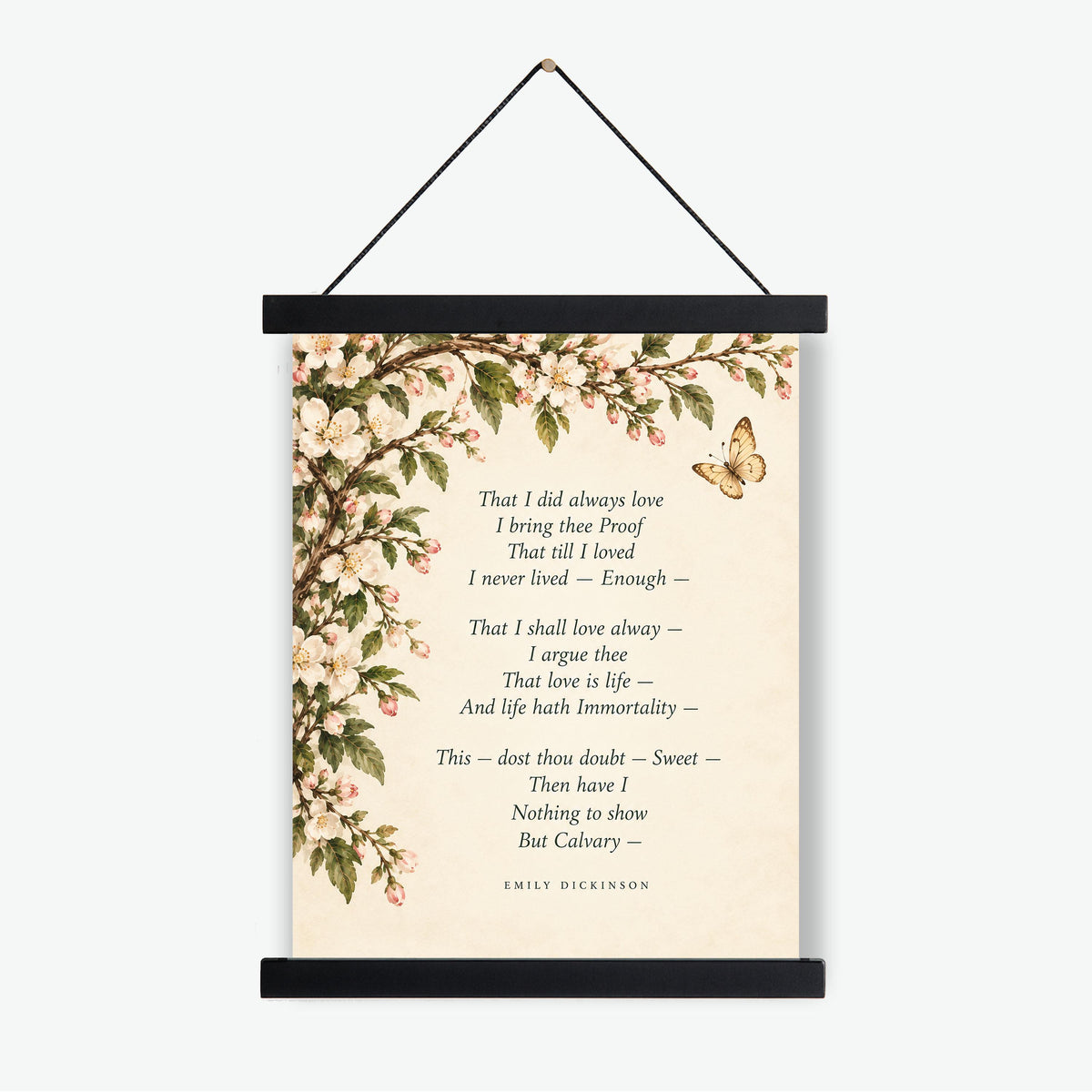 Emily Dickinson Quote Art Print | Calvary Poem | Vintage Floral | Literary Wall Home Decor