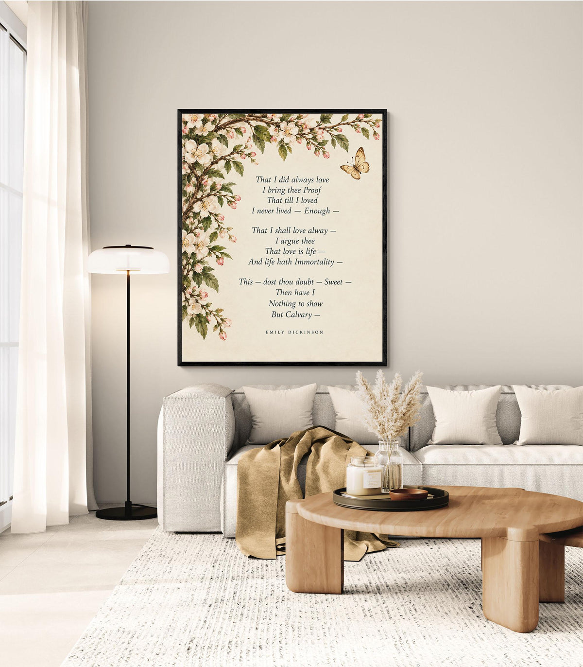 Emily Dickinson Quote Art Print | Calvary Poem | Vintage Floral | Literary Wall Home Decor