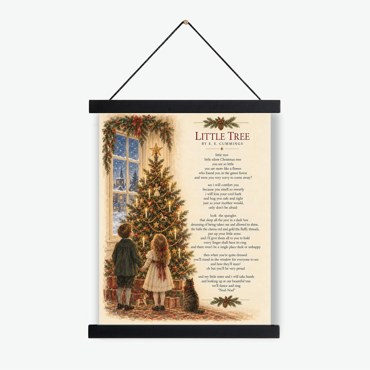 Little Tree Wall Art Print, EE Cummings, Christmas Holiday, Home Decor