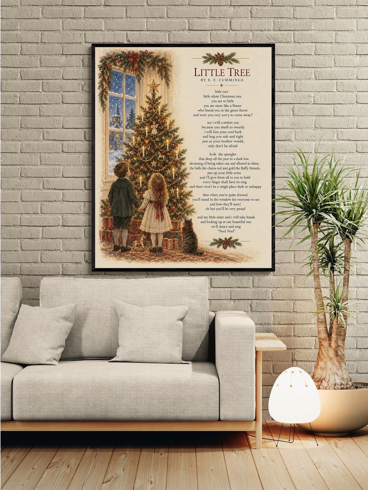 Little Tree Wall Art Print, EE Cummings, Christmas Holiday, Home Decor
