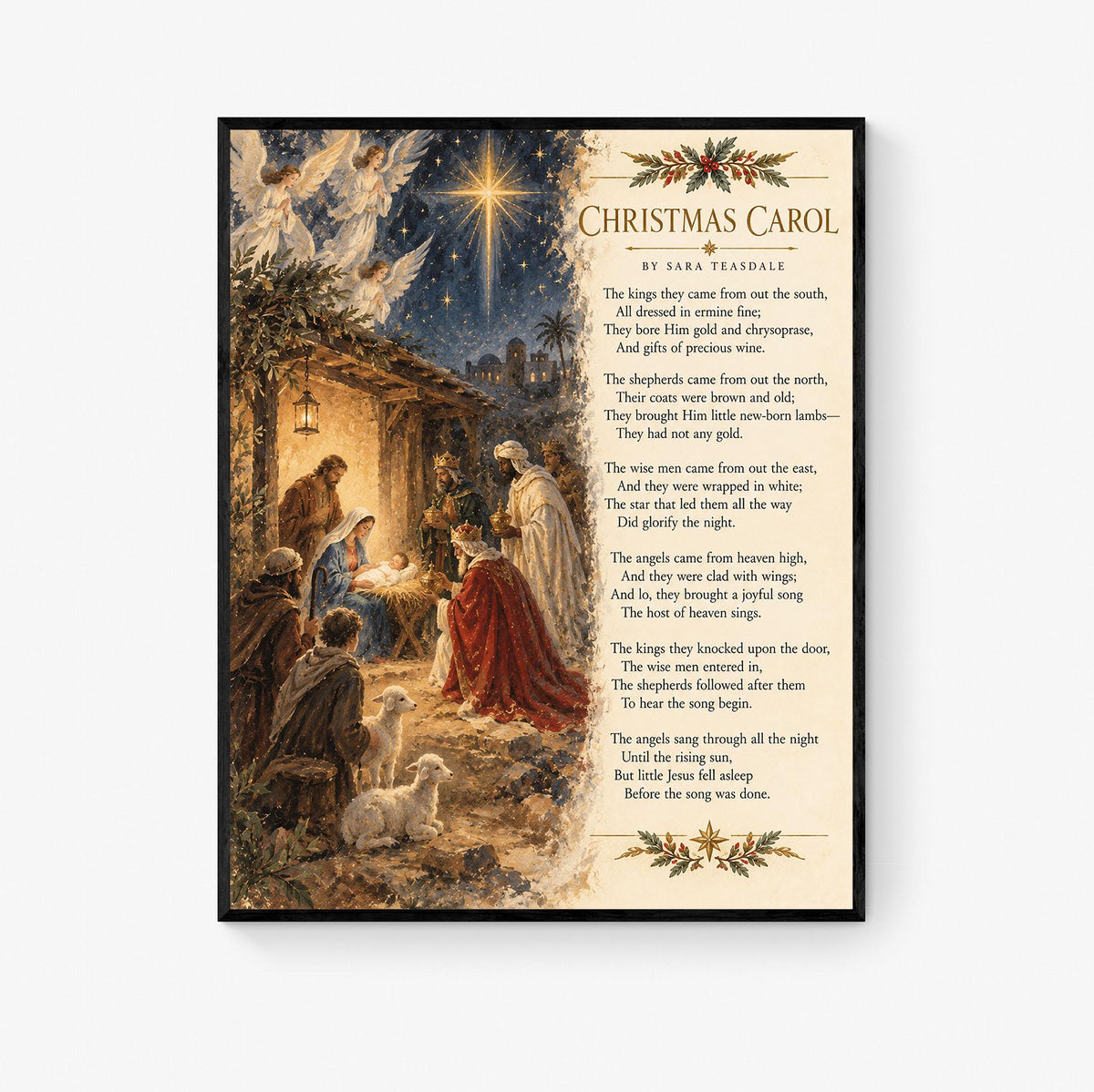 Christmas Carol Wall Art Print, Teasdale Quote, Holiday Poem, Nativity Home Decor