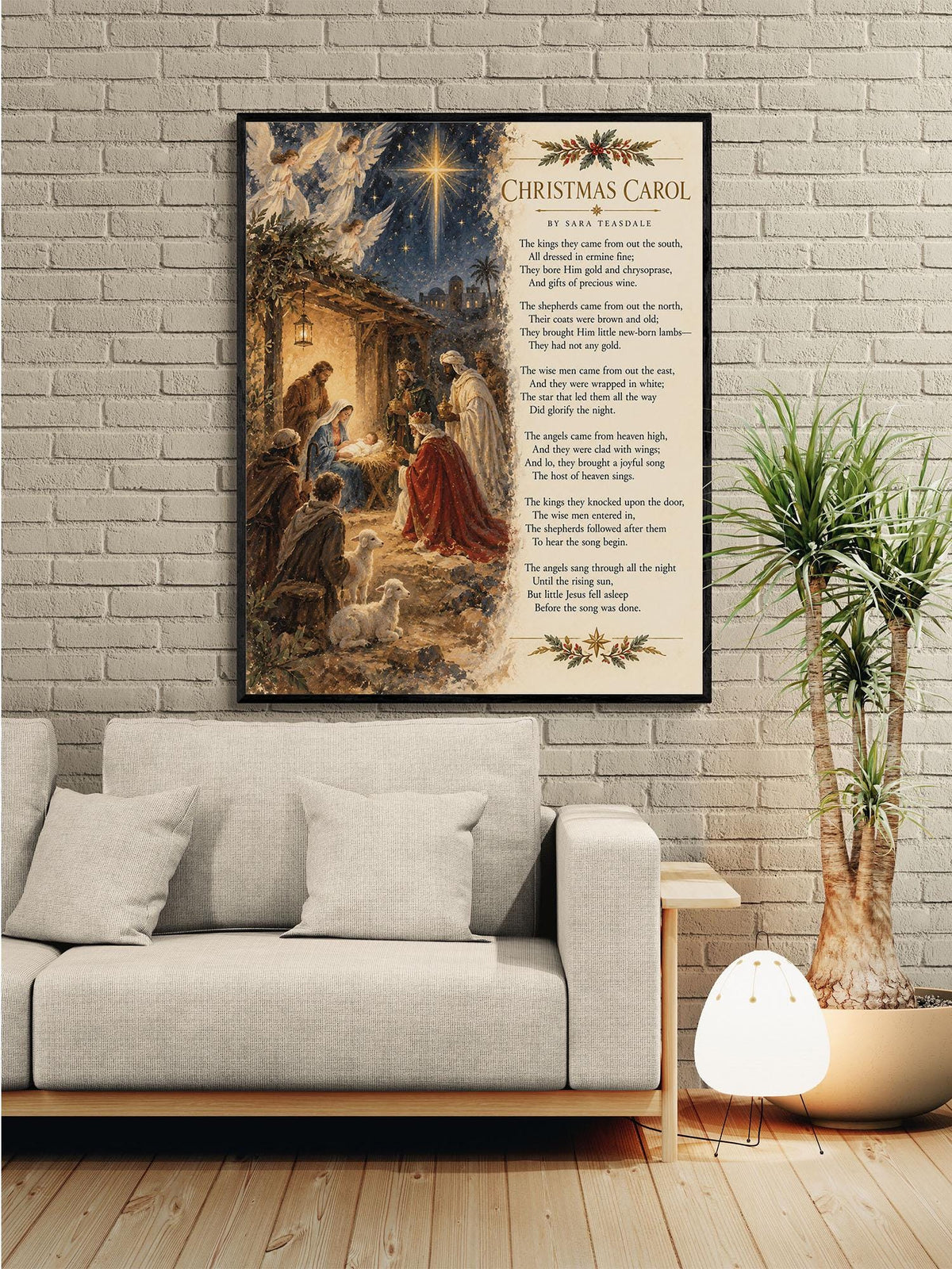 Christmas Carol Wall Art Print, Teasdale Quote, Holiday Poem, Nativity Home Decor