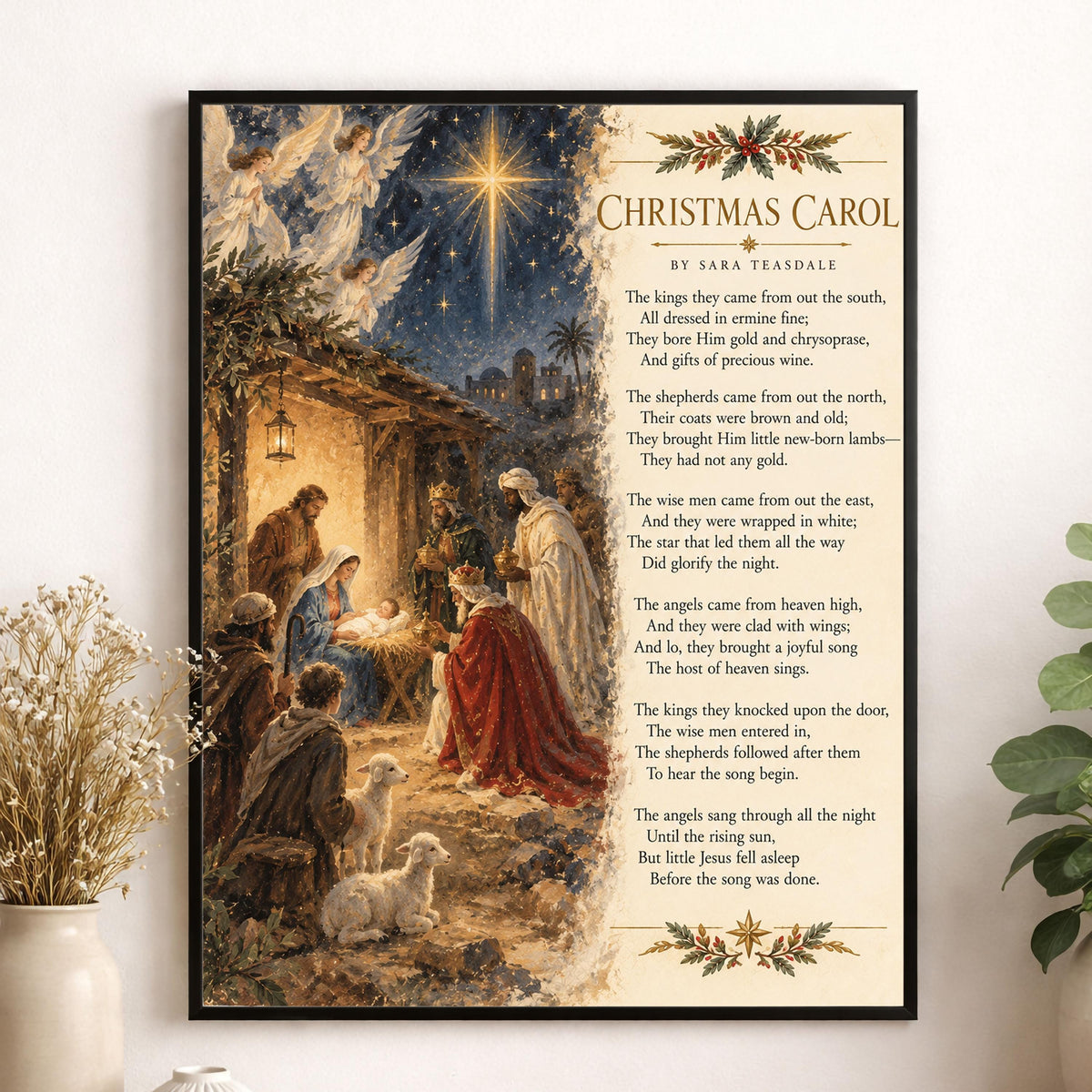 Christmas Carol Wall Art Print, Teasdale Quote, Holiday Poem, Nativity Home Decor
