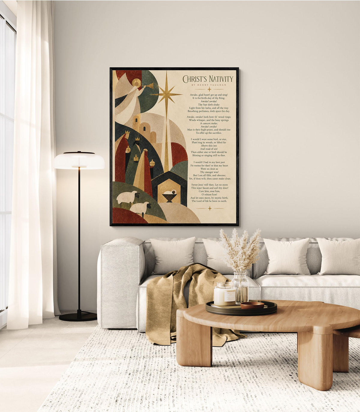 Christ's Nativity Wall Art Print, Henry Vaughan Christmas Quote, Holiday Poem, Home Decor