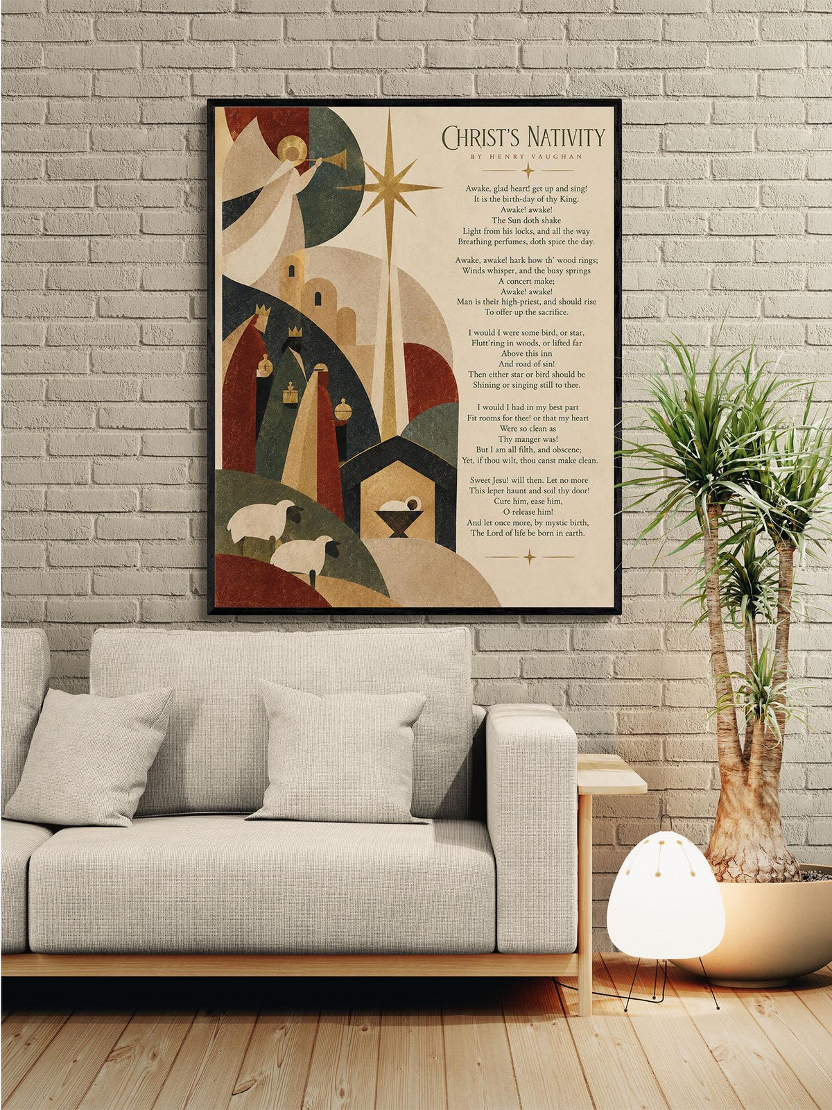 Christ's Nativity Wall Art Print, Henry Vaughan Christmas Quote, Holiday Poem, Home Decor
