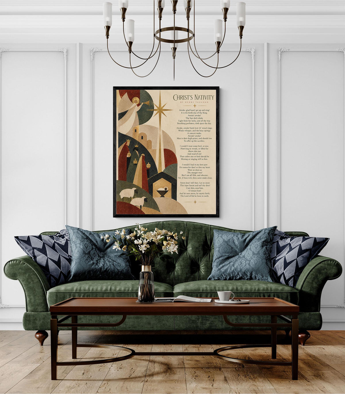 Christ's Nativity Wall Art Print, Henry Vaughan Christmas Quote, Holiday Poem, Home Decor