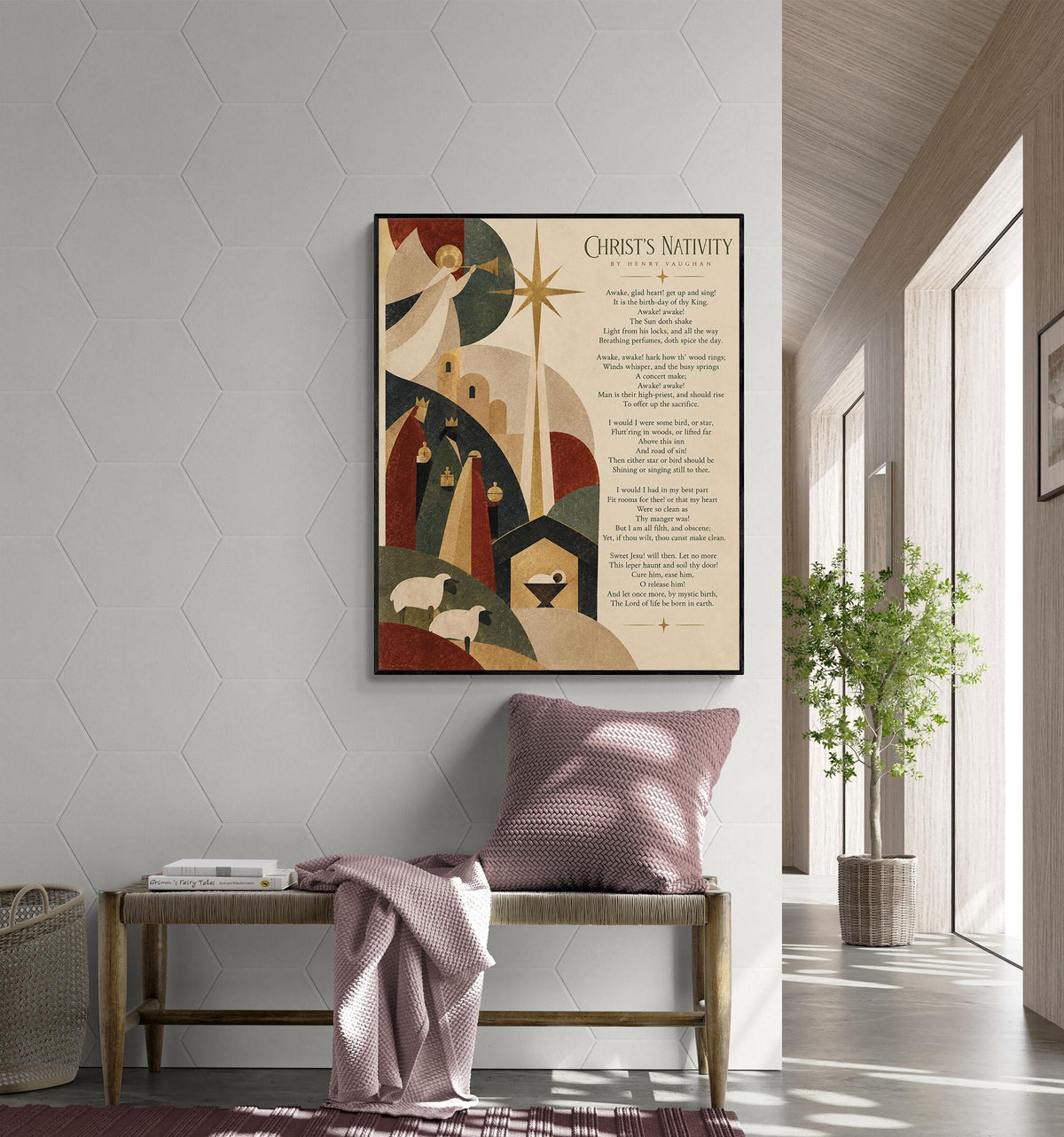 Christ's Nativity Wall Art Print, Henry Vaughan Christmas Quote, Holiday Poem, Home Decor