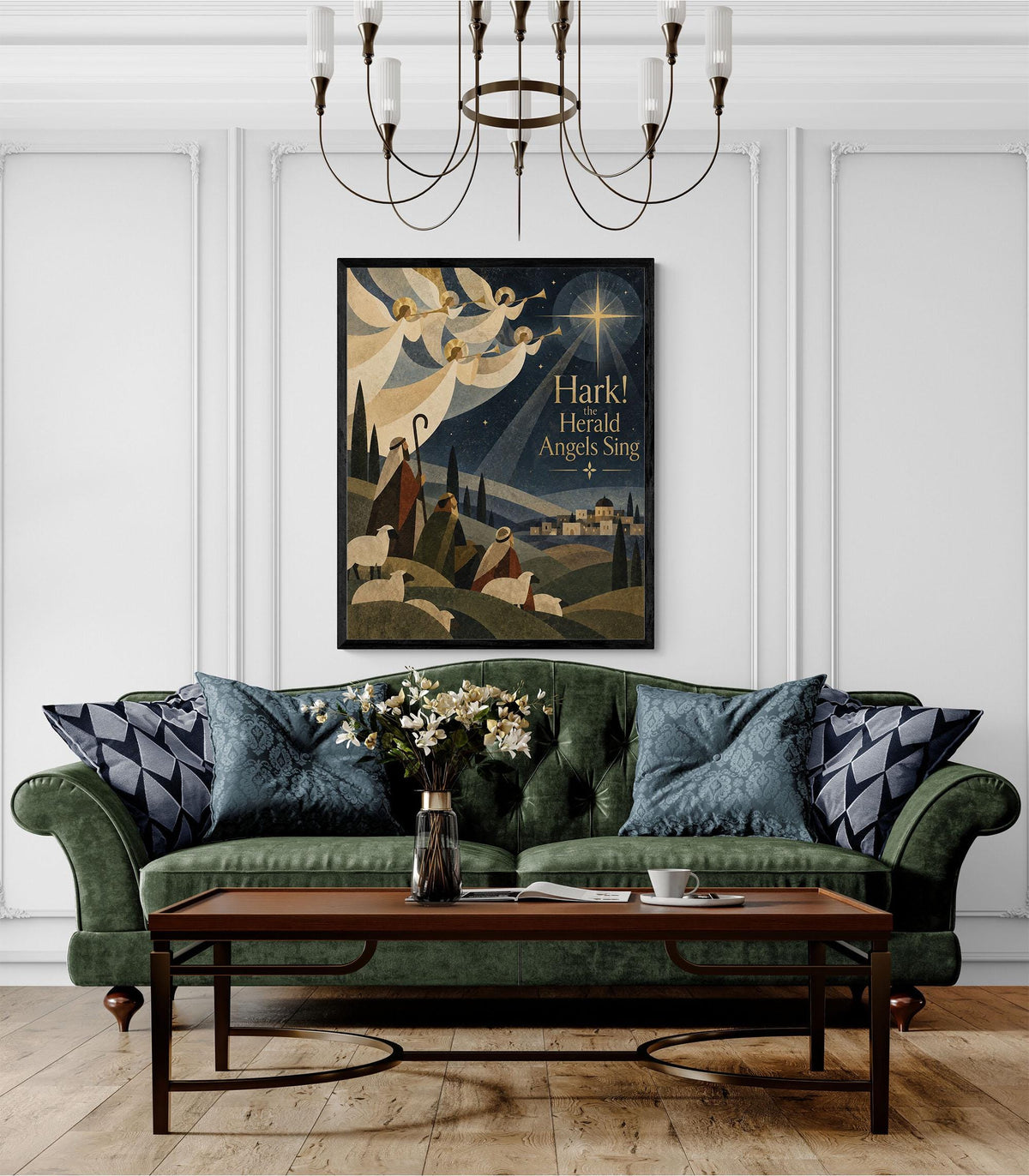 Hark The Herald Angels Sing Wall Art Print, Christmas, Holiday Poem, Home Decor