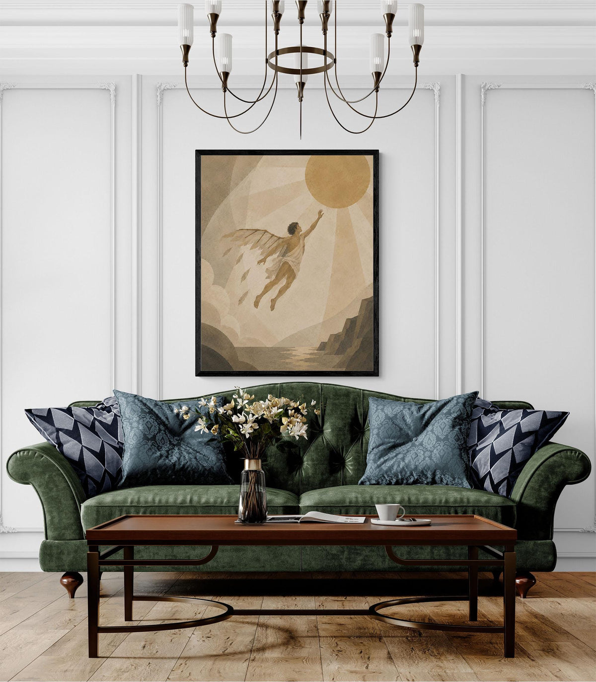 Icarus Flying Too Close To The Sun Art Print | Greek Mythology | Gods and Goddess | Home Decor