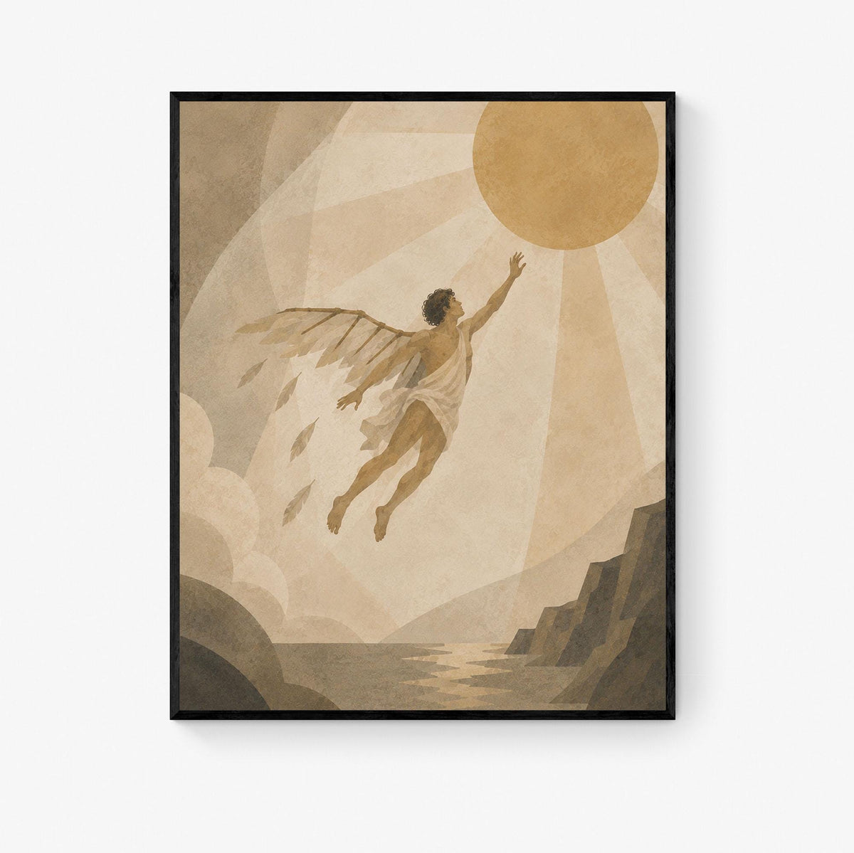 Icarus Flying Too Close To The Sun Art Print | Greek Mythology | Gods and Goddess | Home Decor