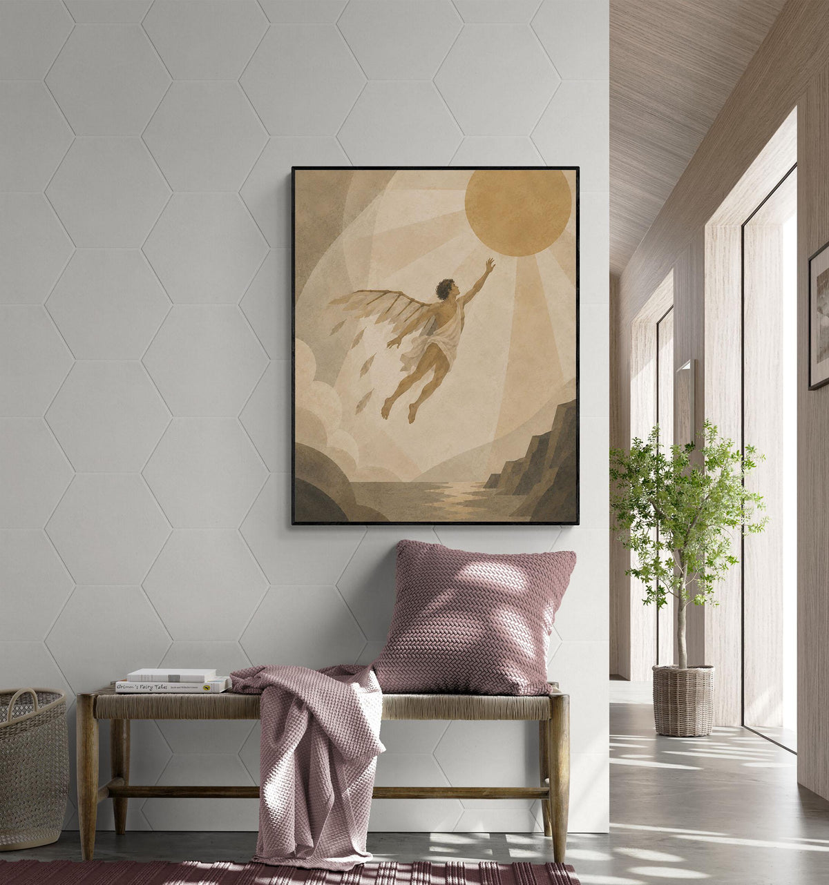 Icarus Flying Too Close To The Sun Art Print | Greek Mythology | Gods and Goddess | Home Decor