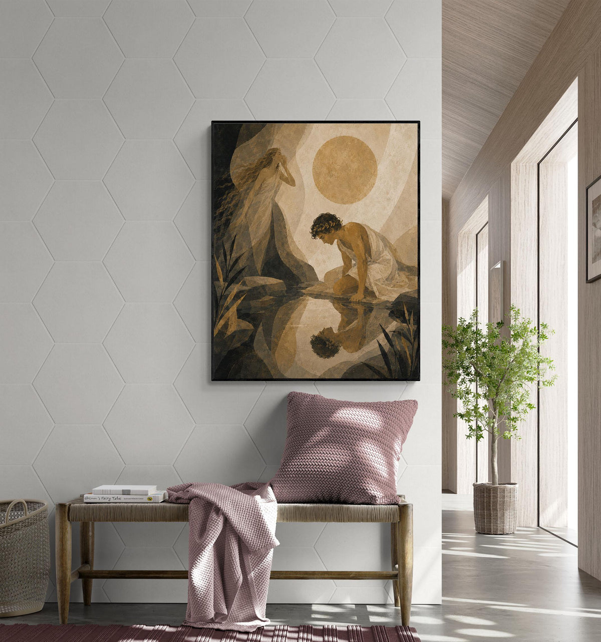 Narcissus And Echo Art Print | Greek Mythology | Gods and Goddess | Home Decor