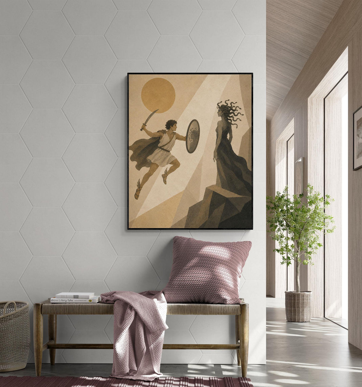 Perseus Fighting Medusa Art Print | Greek Mythology | Gods and Goddess | Home Decor
