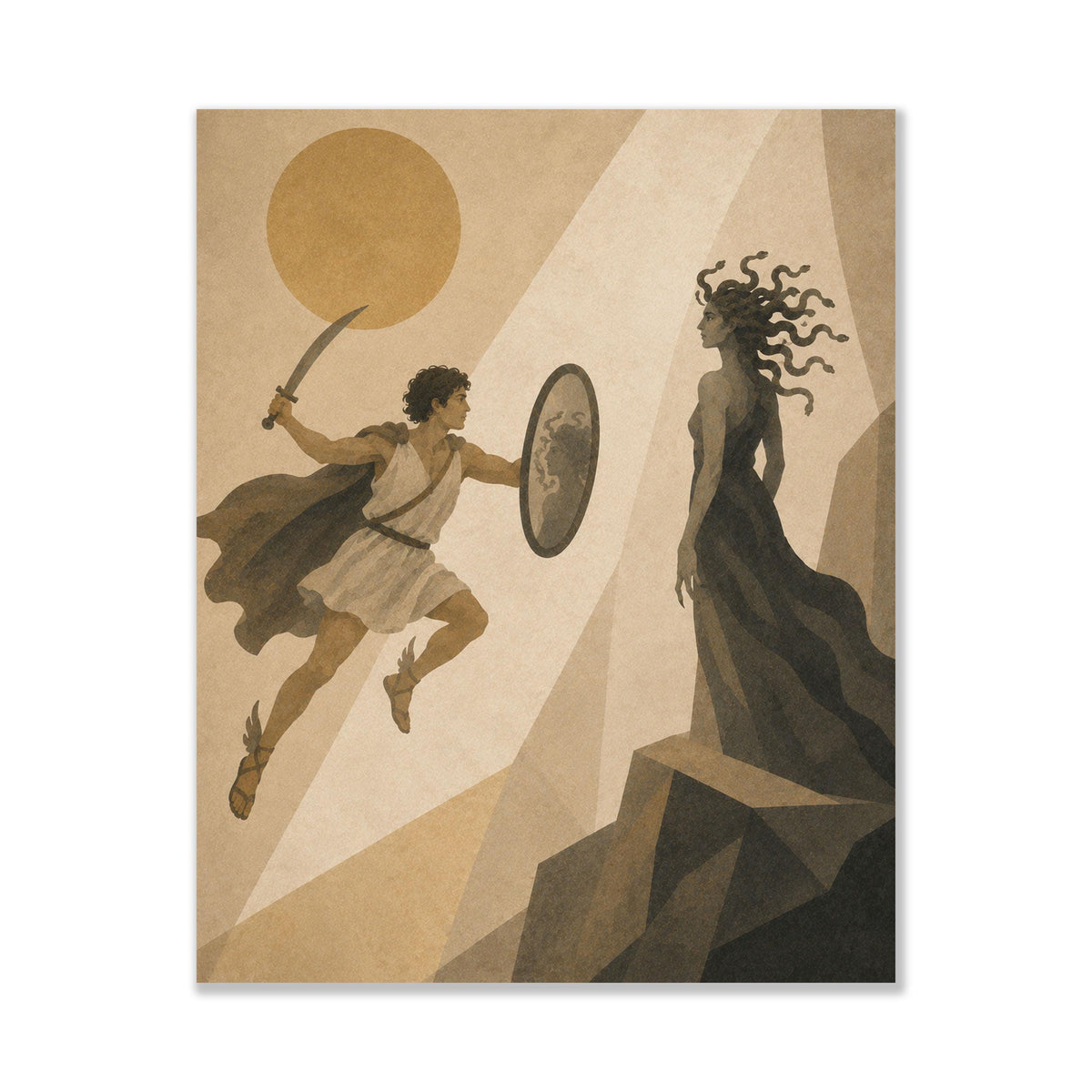 Perseus Fighting Medusa Art Print | Greek Mythology | Gods and Goddess | Home Decor