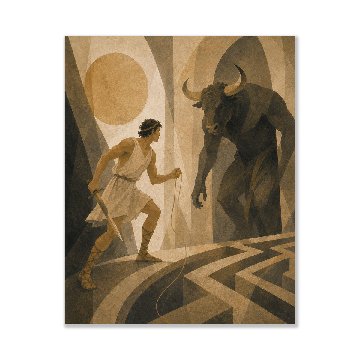 Theseus And The Minotaur Art Print | Greek Mythology | Gods and Goddess | Home Decor