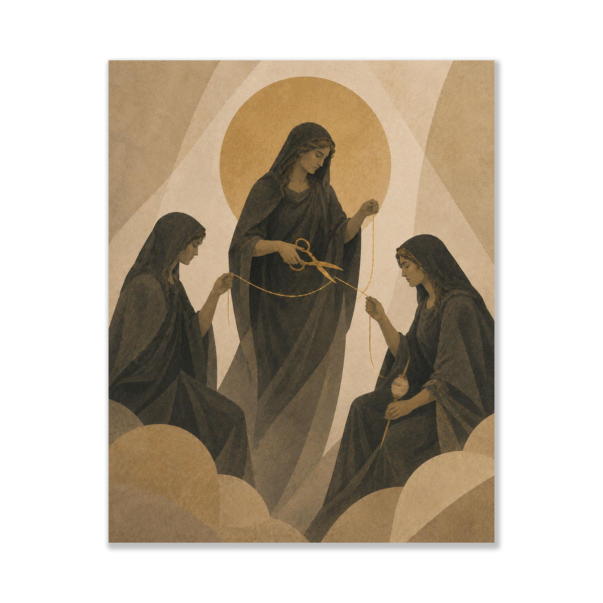 Three Fates And Thread Of Life Art Print | Greek Mythology | Gods and Goddess | Home Decor