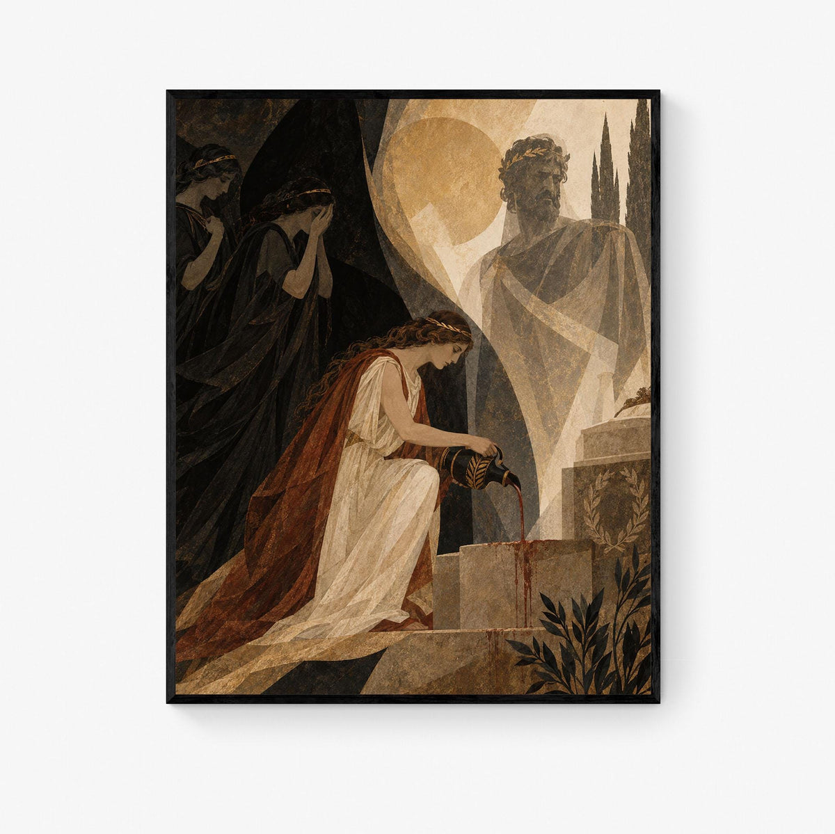 Electra At Agamemnon's Tomb Art Print | Greek Mythology | Aeschylus Libation Bearers | Home Decor