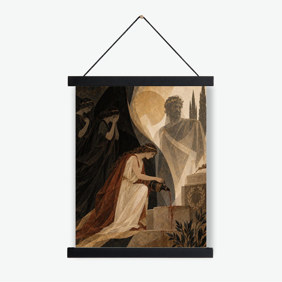 Electra At Agamemnon's Tomb Art Print | Greek Mythology | Aeschylus Libation Bearers | Home Decor