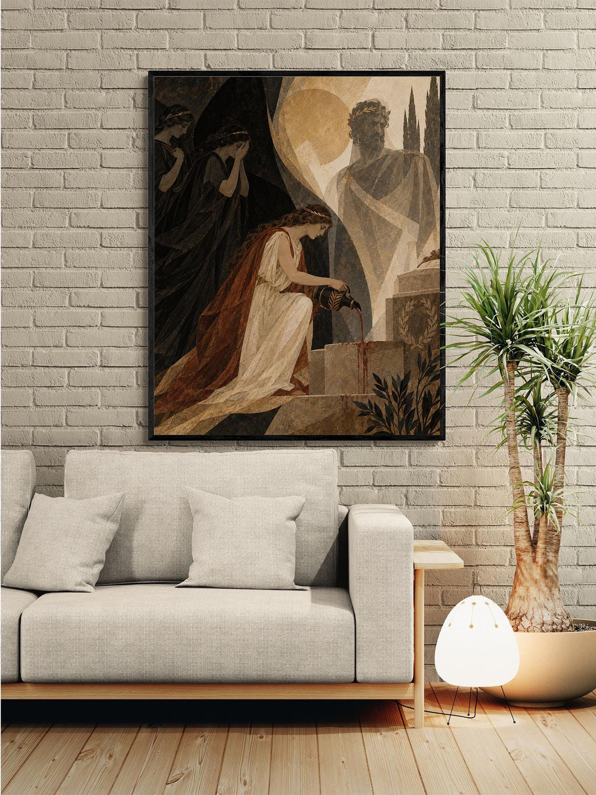 Electra At Agamemnon's Tomb Art Print | Greek Mythology | Aeschylus Libation Bearers | Home Decor