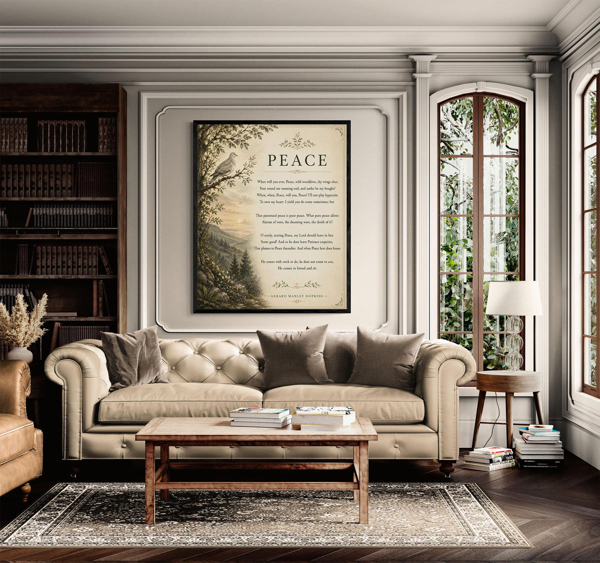 Peace Poem Wall Art Print | Gerard Manley Hopkins | Botanical Landscape | Literary | Inspirational Home Decor
