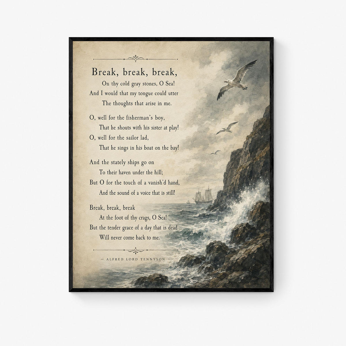 Break by Alfred Lord Tennyson Wall Art Print | Literary Decor | Seascape Gift