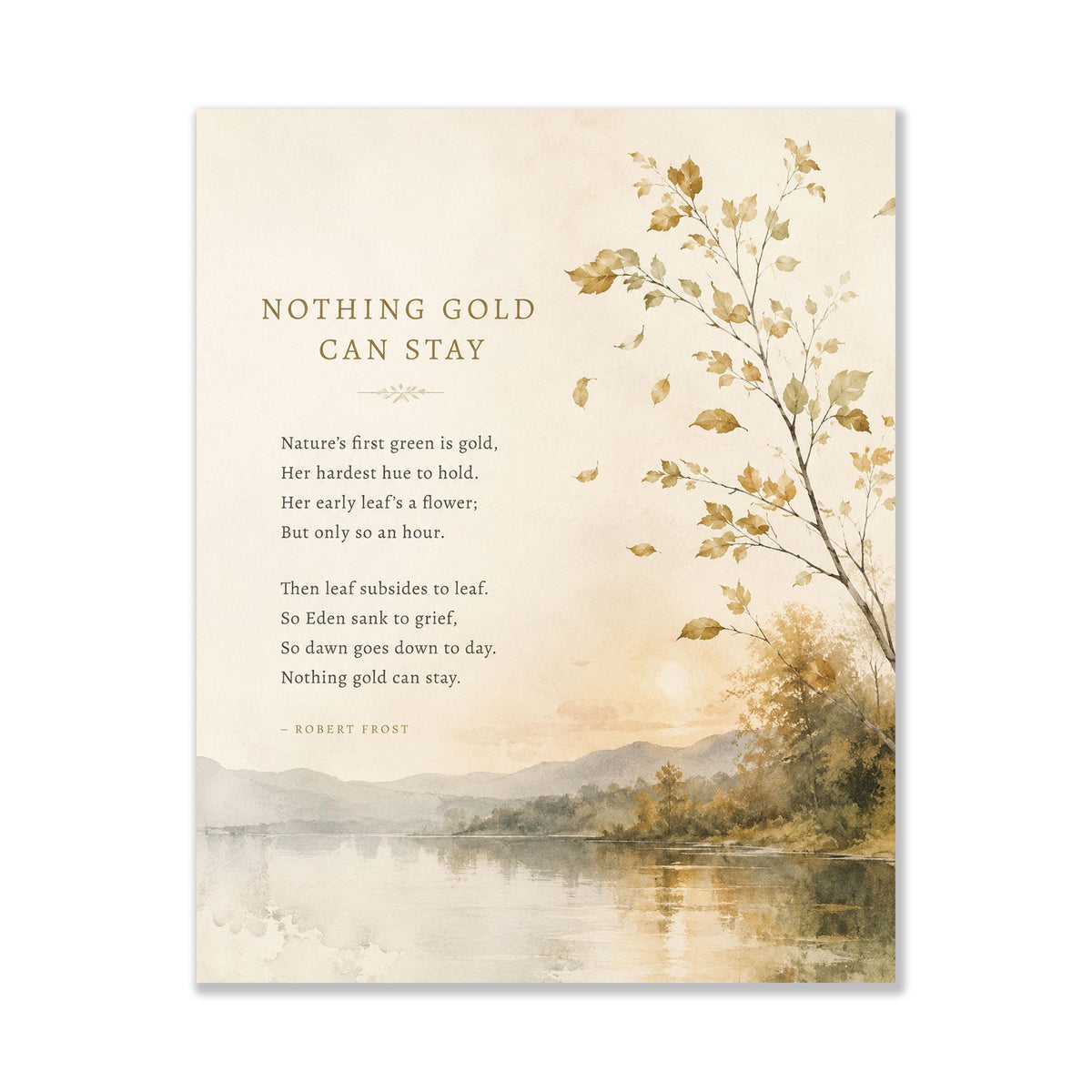 Nothing Gold Can Stay Art Print | Robert Frost | Fall Literature Quote | Thanksgiving Home Decor