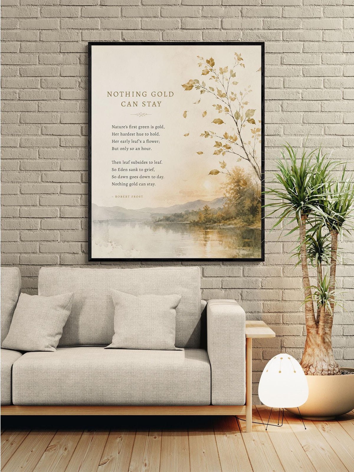 Nothing Gold Can Stay Art Print | Robert Frost | Fall Literature Quote | Thanksgiving Home Decor