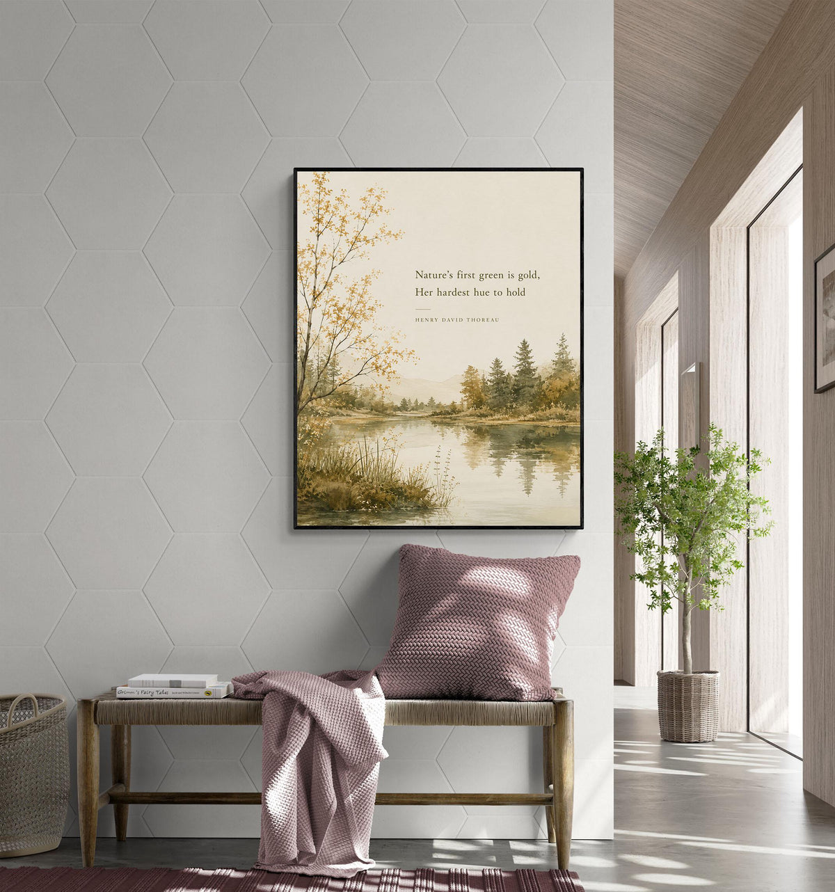 Nature's First Green Is Gold Art Print | Henry David Thoreau | Fall Literature Quote | Thanksgiving Home Decor