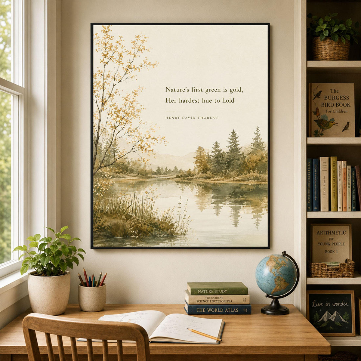 Nature's First Green Is Gold Art Print | Henry David Thoreau | Fall Literature Quote | Thanksgiving Home Decor