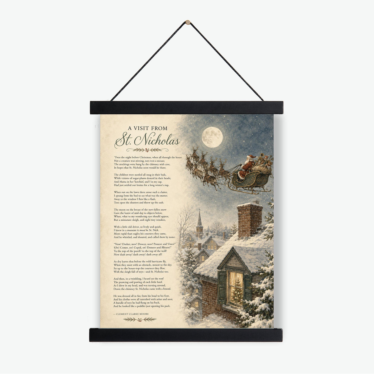 A Visit From St Nicholas Art Print | Clement Clark Moore Christmas Quote | Poetry | Literary | Home Decor