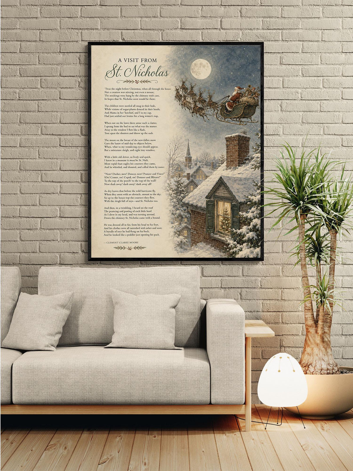 A Visit From St Nicholas Art Print | Clement Clark Moore Christmas Quote | Poetry | Literary | Home Decor