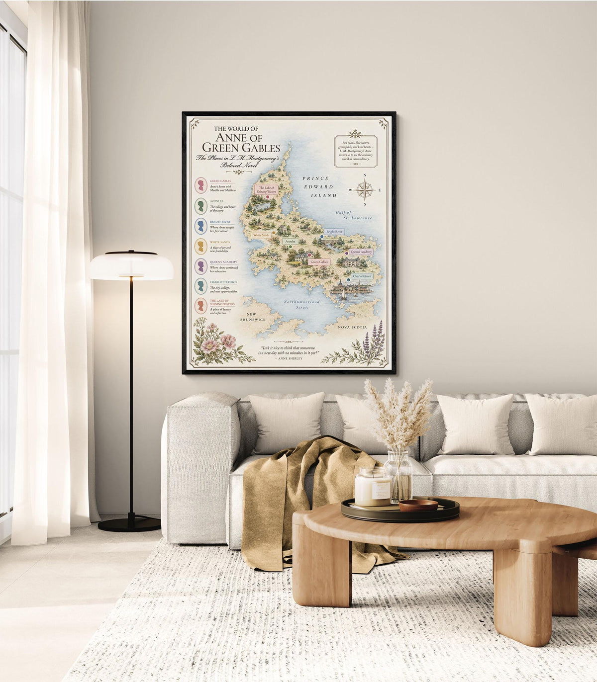 Anne of Green Gables Book Map Art Print, LM Montgomery, Literary Wall Artwork, Home Decor, Library Gift, Classic Novel Poster