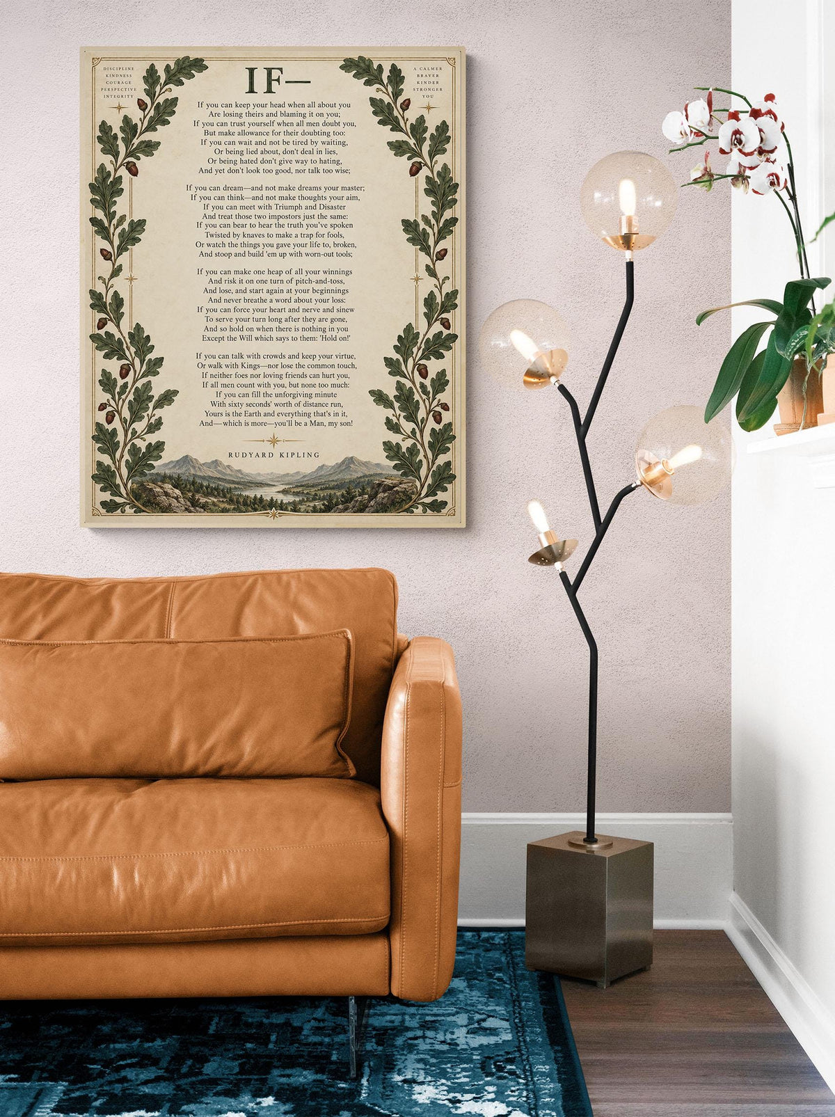 If Poem Quote Wall Art Print | Rudyard Kipling | Family | Floral Landscape | Children's Room | Nursery | Vintage Home Decor | Literary Gift