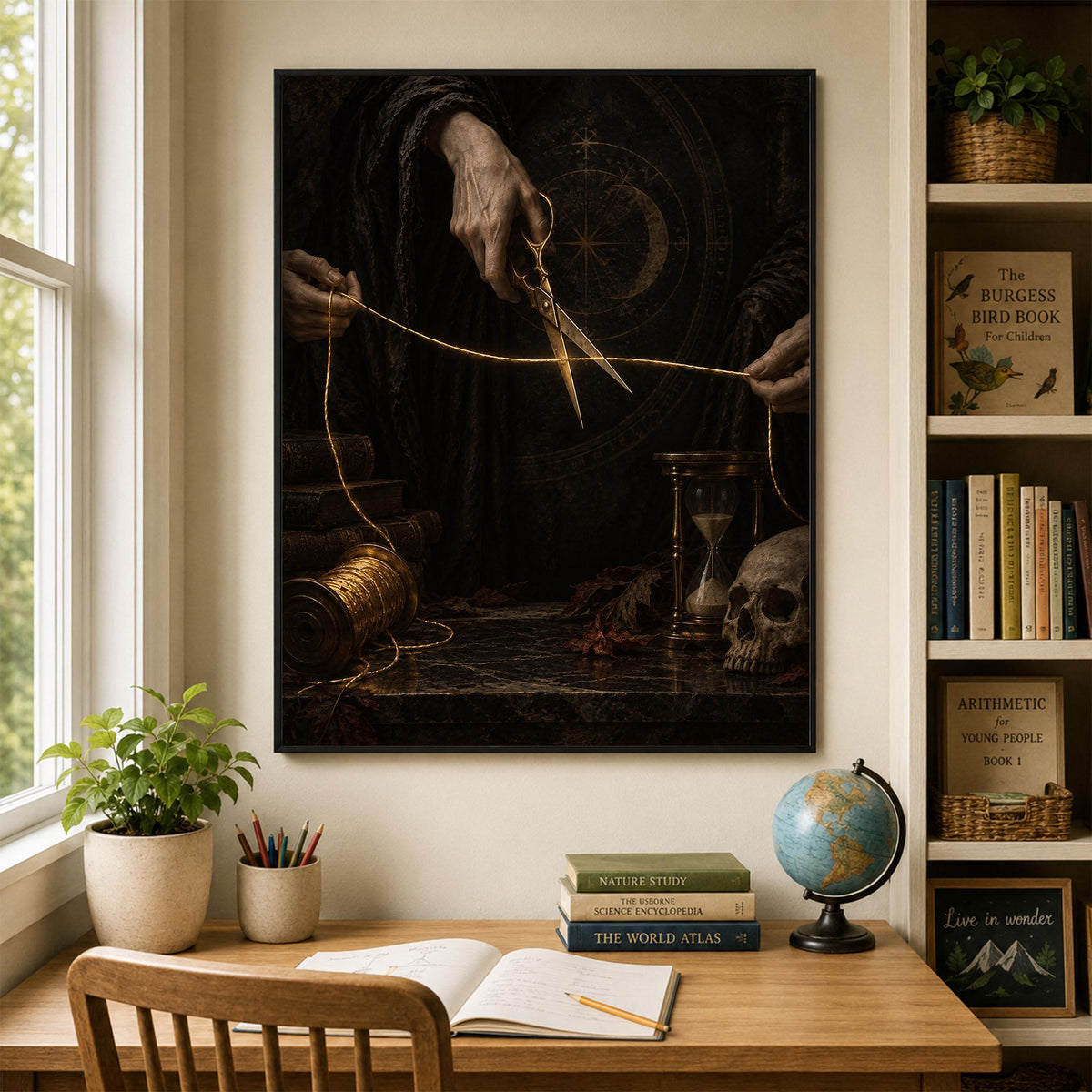 Faith Cutting Thread Of Life Art Print | Halloween | Greek Mythology | Gods and Goddess | Home Decor