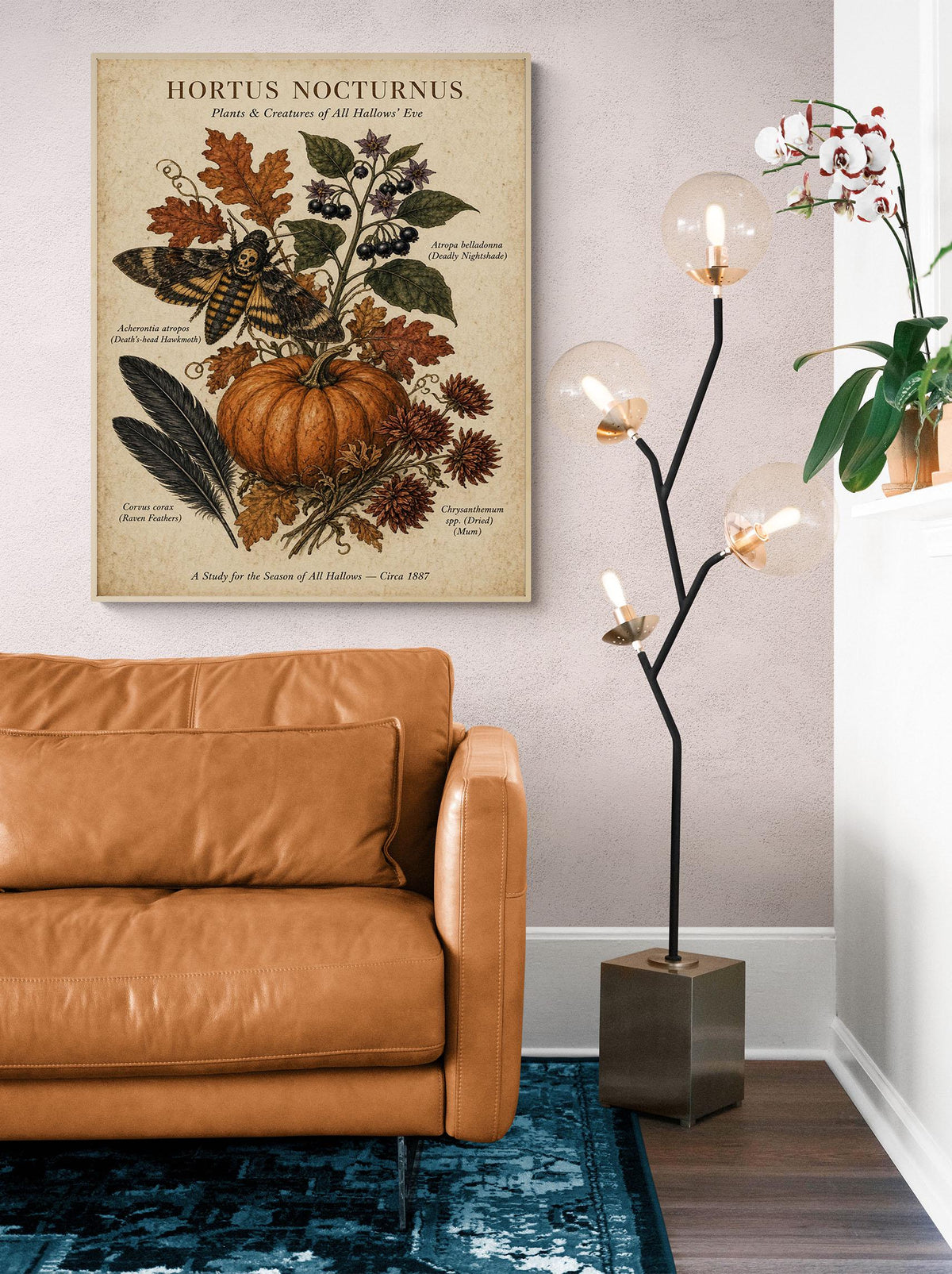 Vintage Dark Academia Plant Art Print, Halloween, Autumn, Fall Home Decor
