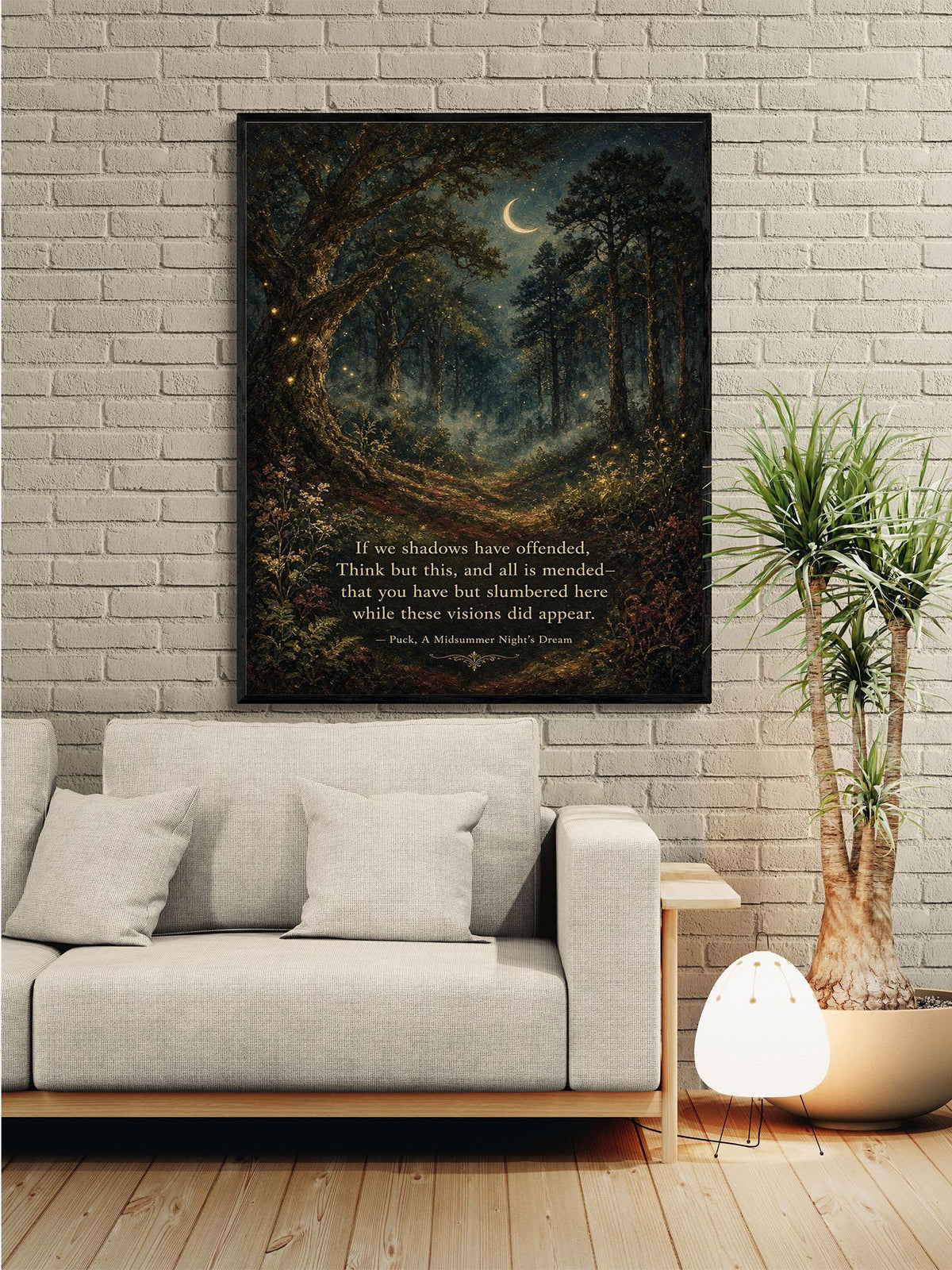 If We Shadows Have Offended Wall Art Print | Shakespeare Quote | Midsummer Night's Dream | Literary Home Decor