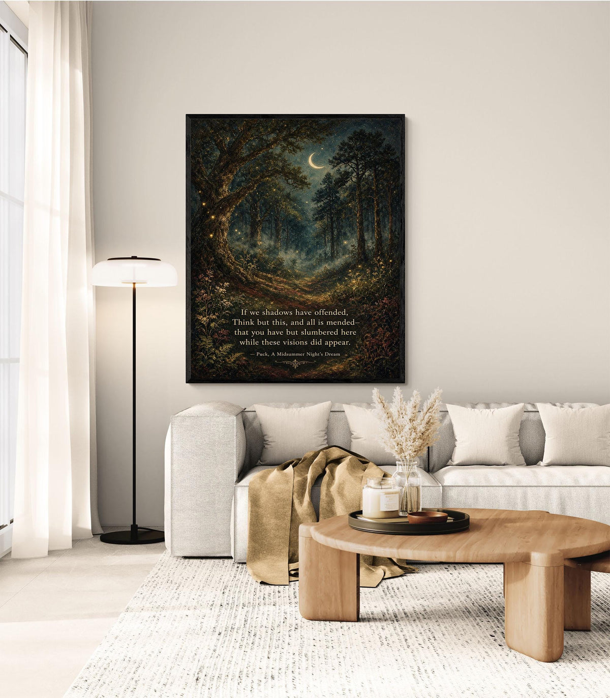 If We Shadows Have Offended Wall Art Print | Shakespeare Quote | Midsummer Night's Dream | Literary Home Decor