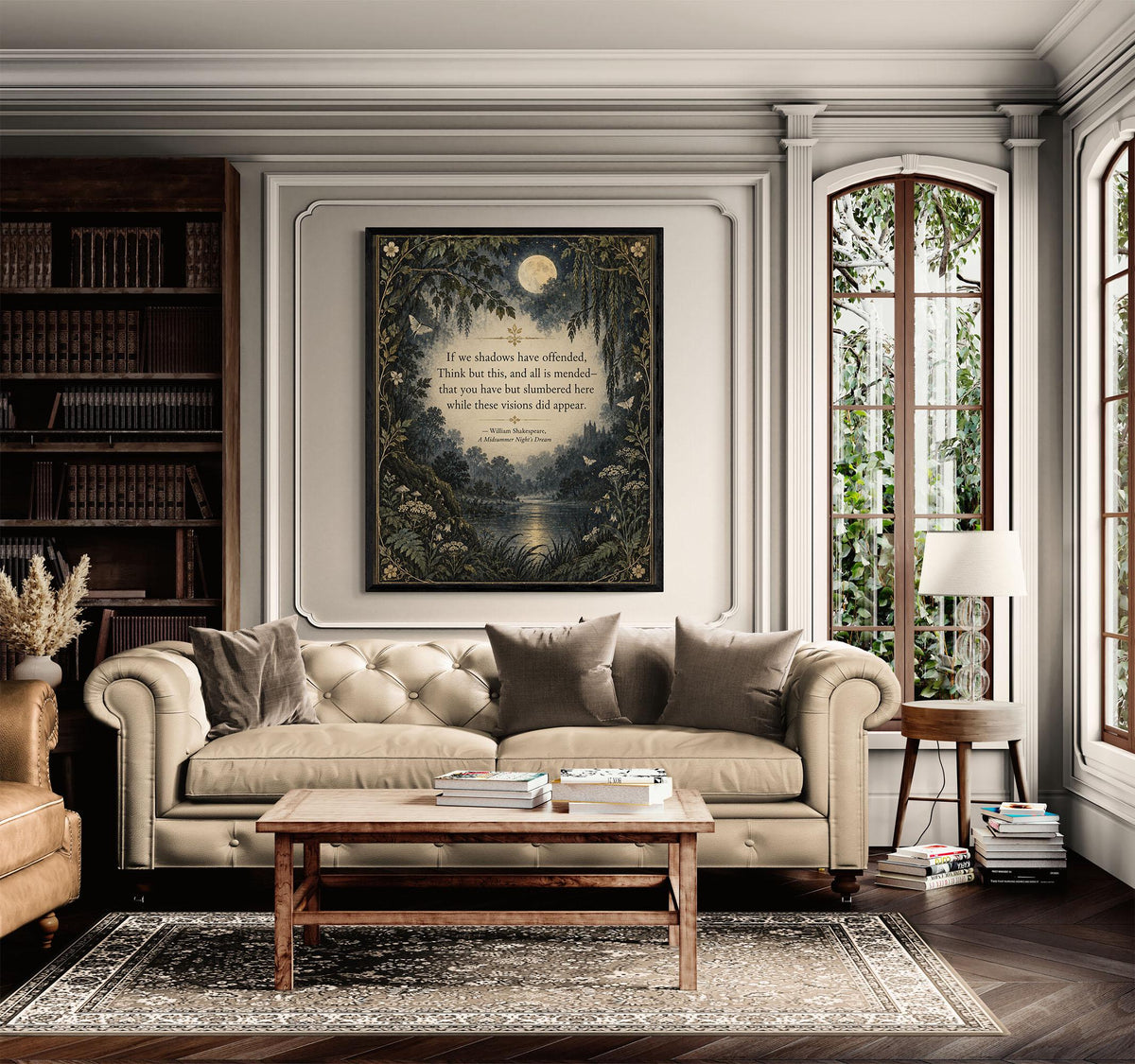 Shakespeare Midsummer Night’s Dream Art Print, If We Shadows Have Offended, Literary Home Decor