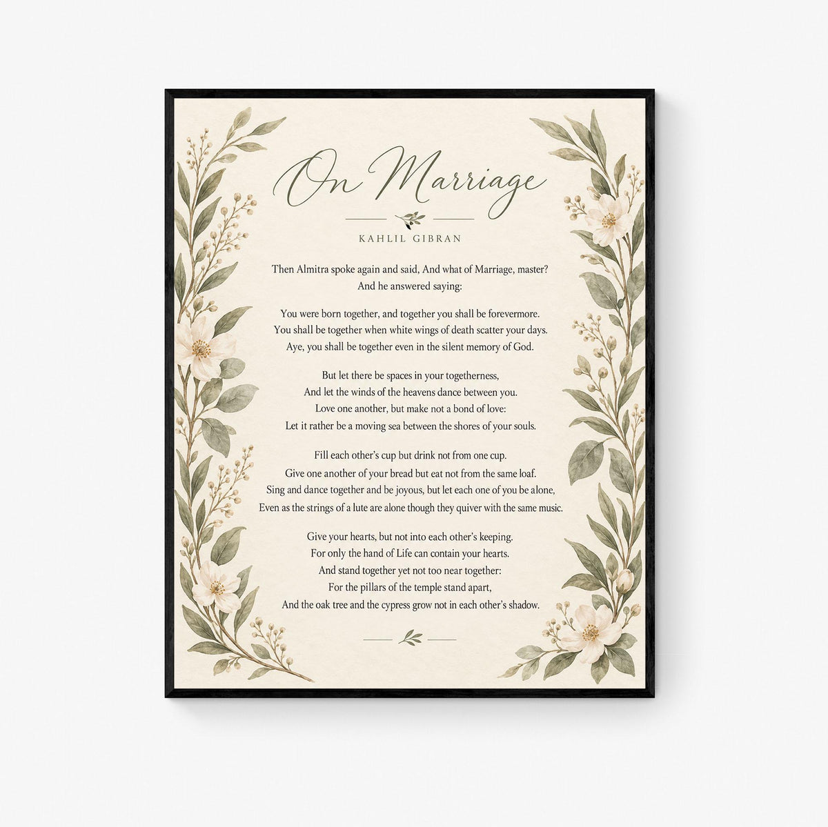 On Marriage Poem Quote Wall Art Print | Kahlil Gibran | Poetry | Landscape | Vintage Home Decor | Literary Gift
