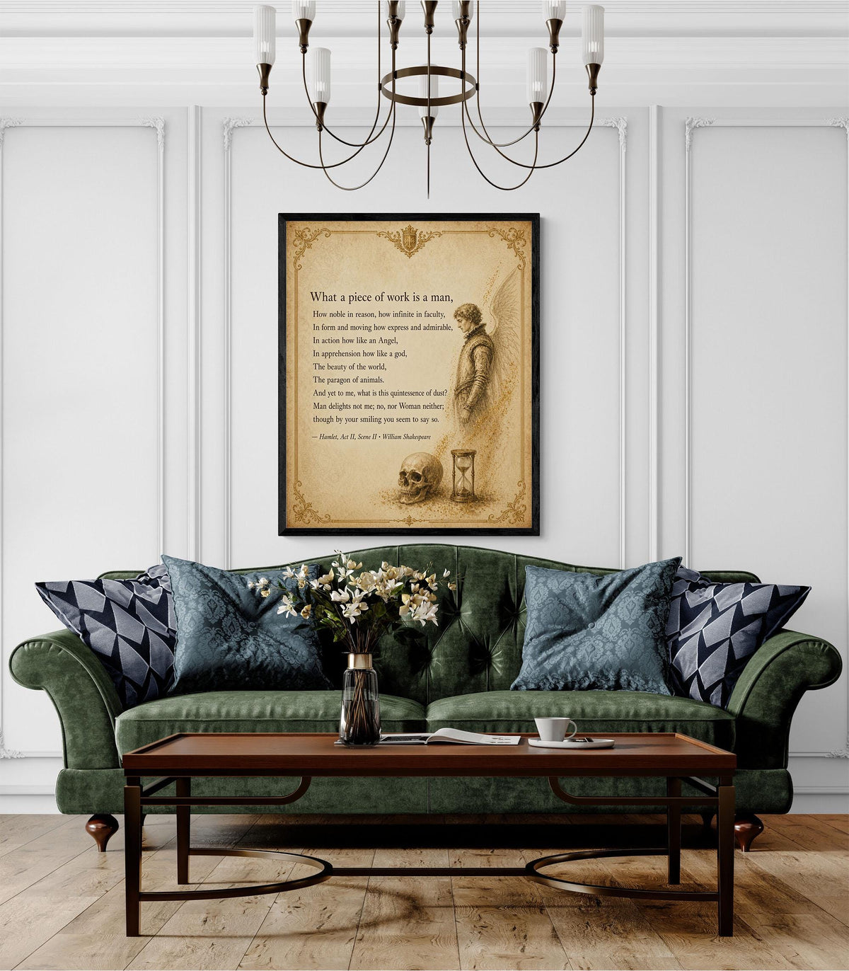 Shakespeare What A Piece Of Work Is Man Art Print, Hamlet, Literary Home Decor