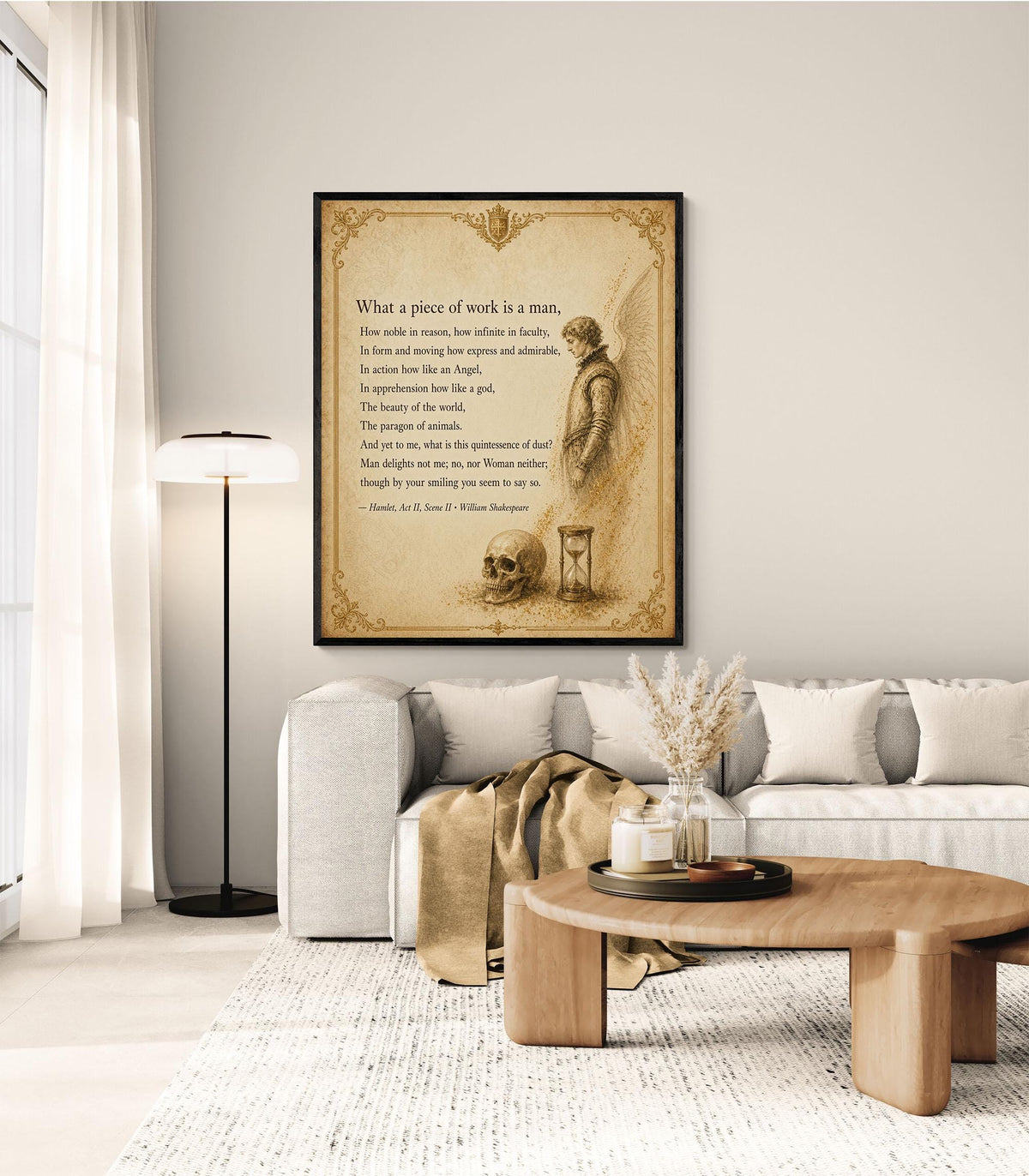 Shakespeare What A Piece Of Work Is Man Art Print, Hamlet, Literary Home Decor