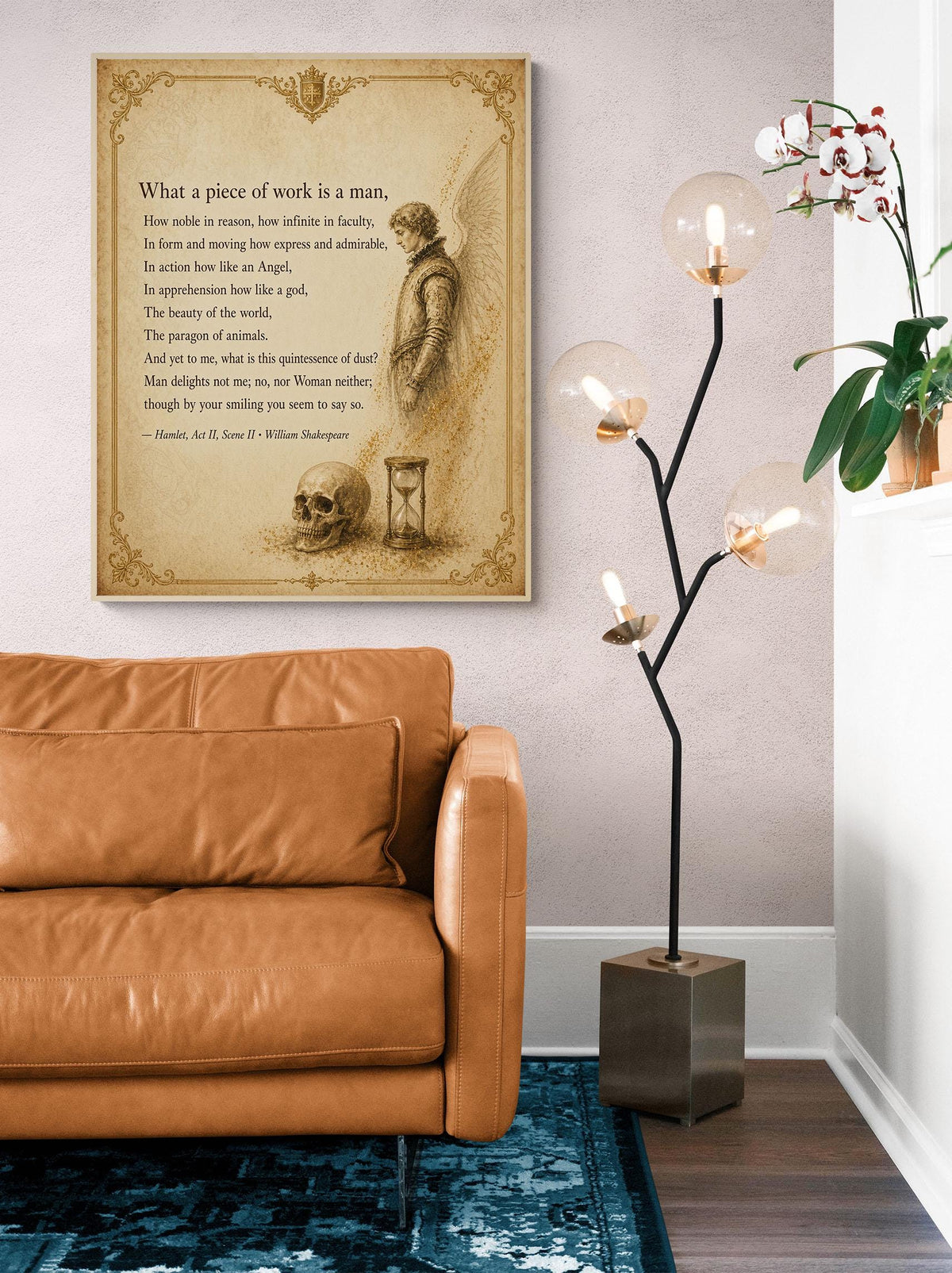 Shakespeare What A Piece Of Work Is Man Art Print, Hamlet, Literary Home Decor
