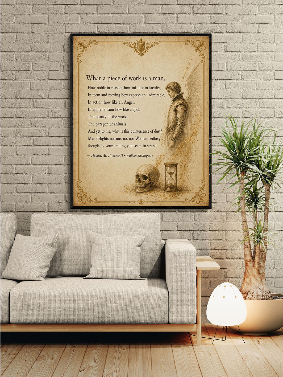 Shakespeare What A Piece Of Work Is Man Art Print, Hamlet, Literary Home Decor