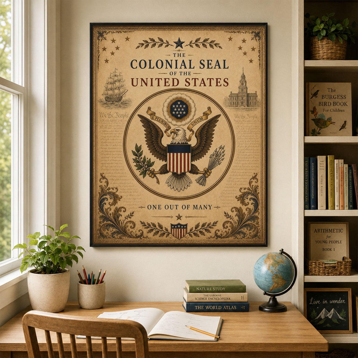 Colonial Seal of the United States Wall Art Print | American Eagle | Historical Americana | Vintage Patriotic Home Decor
